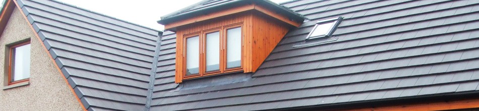 Tiled roof with skylights